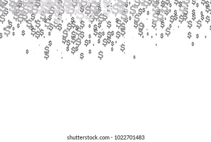 Dark Silver, Gray vector cover with financial symbols. Colored symbols of USA money with gradient on white background. Best design for your ad, poster, banner of USD money.