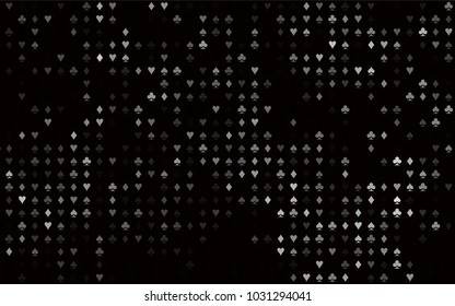 Dark Silver, Gray vector cover with symbols of gamble. Shining illustration with hearts, spades, clubs, diamonds. Pattern for leaflets of poker games, events.