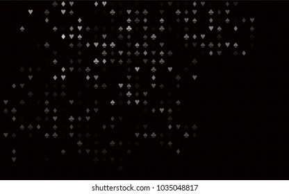 Dark Silver, Gray vector cover with symbols of gamble. Illustration with set of hearts, spades, clubs, diamonds. Pattern for ads of parties, events in Vegas.