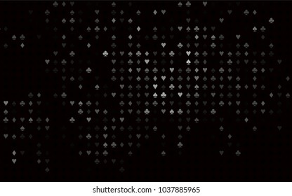 Dark Silver, Gray vector cover with symbols of gamble. Glitter abstract sketch with isolated symbols of playing cards. Smart design for your business advert of casinos.