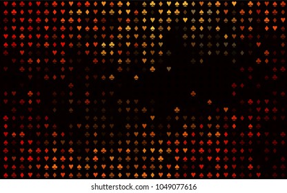Dark Silver, Gray vector cover with symbols of gamble. Blurred decorative design of hearts, spades, clubs, diamonds. Template for business cards of casinos.
