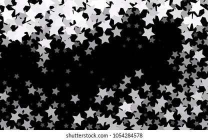 Dark Silver, Gray vector cover with small and big stars. Shining colored illustration with stars. Best design for your ad, poster, banner.