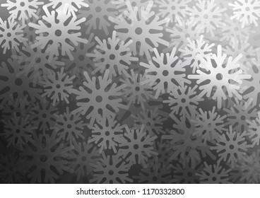 Dark Silver, Gray vector cover with beautiful snowflakes. Shining colored illustration with snow in christmas style. New year design for your business advert.
