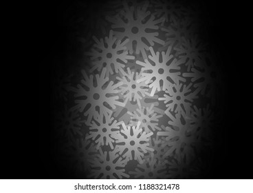 Dark Silver, Gray vector cover with beautiful snowflakes. Glitter abstract illustration with crystals of ice. The pattern can be used for new year ad, booklets.