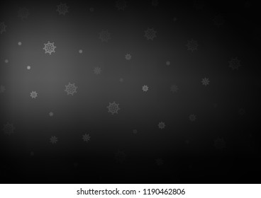 Dark Silver, Gray vector cover with beautiful snowflakes. Snow on blurred abstract background with gradient. The pattern can be used for year new  websites.