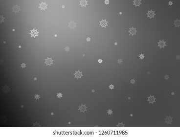 Dark Silver, Gray vector cover with beautiful snowflakes. Modern geometrical abstract illustration with crystals of ice. New year design for your business advert.