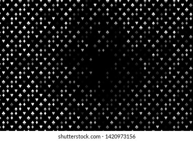 Dark Silver, Gray vector cover with symbols of gamble. Colored illustration with hearts, spades, clubs, diamonds. Pattern for booklets, leaflets of gambling houses.