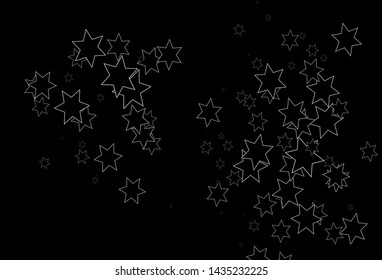 Dark Silver, Gray vector cover with small and big stars. Blurred decorative design in simple style with stars. Smart design for your business advert.
