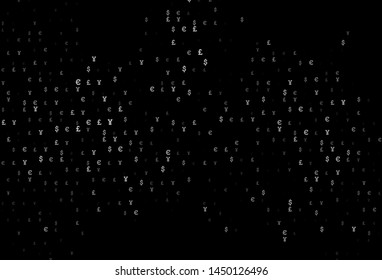 Dark Silver, Gray vector cover with EUR, JPY, GBP signs. Colored symbols of all currency on white background. The pattern can be used as ads, poster, banner for payments.