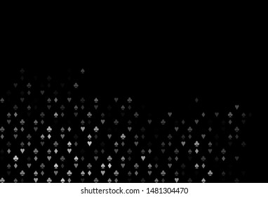 Dark Silver, Gray vector cover with symbols of gamble. Colorful gradient with signs of hearts, spades, clubs, diamonds. Template for business cards of casinos.