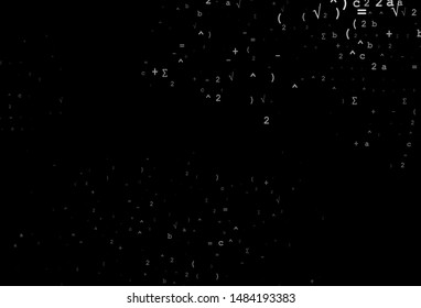 Dark Silver, Gray vector cover with math elements. Illustration with Numeral symbols on abstract template. Pattern for ads, booklets, leaflets of education.