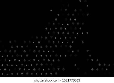 Dark Silver, Gray vector cover with symbols of gamble. Glitter abstract sketch with isolated symbols of playing cards. Pattern for leaflets of poker games, events.