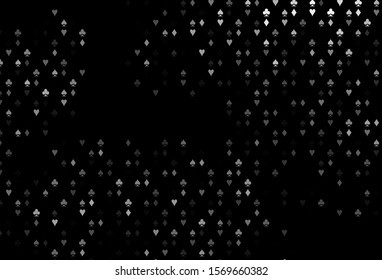 Dark Silver, Gray vector cover with symbols of gamble. Illustration with set of hearts, spades, clubs, diamonds. Pattern for ads of parties, events in Vegas.