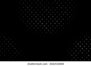 Dark silver, gray vector cover with symbols of gamble. Glitter abstract sketch with isolated symbols of playing cards. Pattern for ads of parties, events in Vegas.
