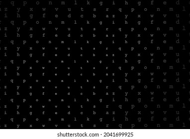 Dark silver, gray vector cover with english symbols. Blurred design in simple style with signs of alphabet. The pattern can be used for ad, booklets, leaflets of education.
