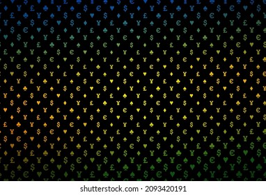 Dark silver, gray vector cover with symbols of gamble. Glitter abstract sketch with isolated symbols of playing cards. Design for ad, poster, banner of gambling websites.