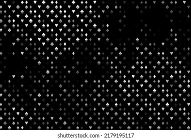 Dark Silver, Gray vector cover with symbols of gamble. Colorful gradient with signs of hearts, spades, clubs, diamonds. Template for business cards of casinos.