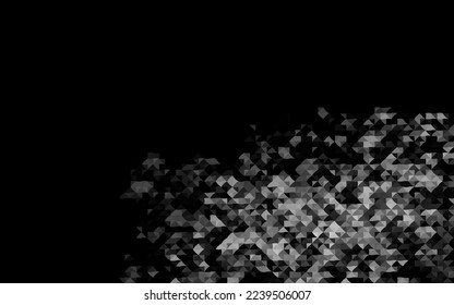 Plata oscura, cubierta vectorial gris de estilo poligonal. Triángulos sobre fondo abstracto con gradiente colorido. Plantilla moderna para su página de inicio.