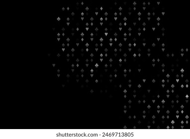 Dark Silver, Gray vector cover with symbols of gamble. Colorful gradient with signs of hearts, spades, clubs, diamonds. Pattern for ads of parties, events in Vegas.