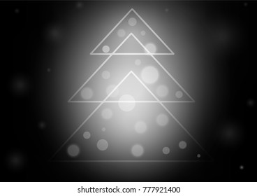 Dark Silver, Gray vector cover with a xmas tree. Shining colored illustration with xmas tree in christmas style. The pattern can be used for year new  websites.