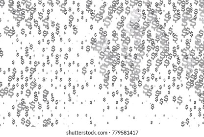 Dark Silver, Gray vector cover with financial symbols. Shining colored illustration with dollar signs, USD. The pattern can be used for financial, investment websites.