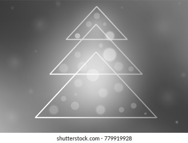 Dark Silver, Gray vector cover with a xmas tree. Christmas tree on blurred abstract background with gradient. New year design for your business advert.