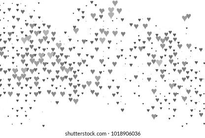Dark Silver, Gray vector greeting Card Happy Valentine's Day. Pattern with isolated hearts on the white background. Colored illustration for your banner, website, advert.