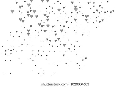 Dark Silver, Gray vector greeting Card Happy Valentine's Day. Pattern with isolated hearts on the white background. Colored illustration for your banner, website, advert.