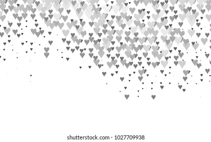 Dark Silver, Gray vector hearts isolated on white background. Cool pattern in origami style with gradient for Valentine day. Graphic illustration for your business design.