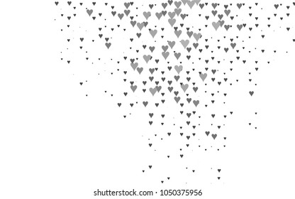 Dark Silver, Gray vector hearts isolated on white background. Cool pattern in origami style with gradient for Valentine day. Graphic illustration for your business design.