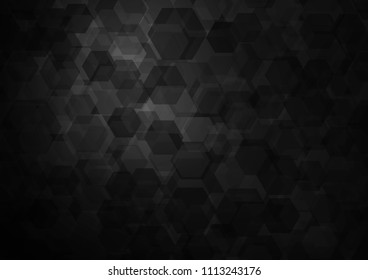Dark Silver, Gray vector hexagon mosaic background. An elegant bright illustration with gradient. The best hexagonal design for your business.