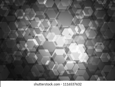 Dark Silver, Gray vector hexagon mosaic template. Shining illustration, which consist of hexagons. Brand new design for your business.