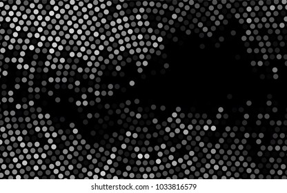 Dark Silver, Gray vector illustration which consist of circles. Dotted gradient design for your business. Creative geometric background in halftone style with colored spots.
