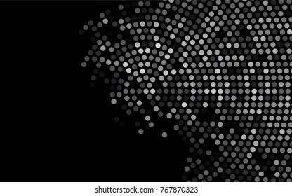 Dark Silver, Gray vector illustration which consist of circles. Dotted gradient design for your business. Creative geometric background in halftone style with colored spots.