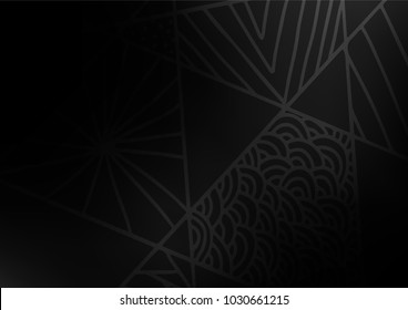 Dark Silver, Gray vector indian curved pattern. Geometric doodle illustration in Origami style with gradient. Brand-new style for your business design.