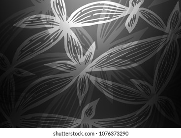 Dark Silver, Gray vector indian curved texture. A completely new color illustration in doodle style. Hand painted design for web, leaflet, textile.