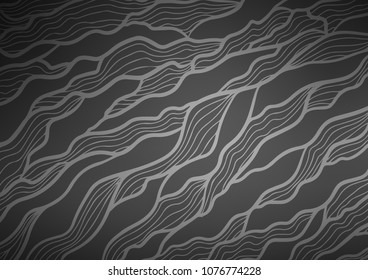 Dark Silver, Gray vector indian curved texture. Modern geometrical abstract illustration with doodles. A new texture for your design.