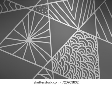 Dark Silver, Gray vector indian curved texture. Ethnic elegant natural pattern with gradient. Brand-new style for your business design.