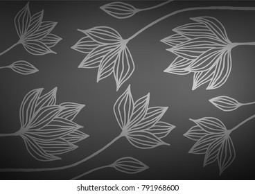 Dark Silver, Gray vector indian curved template. Colorful illustration in abstract style with doodles and Zen tangles. The elegant pattern can be used as a part of a brand book.