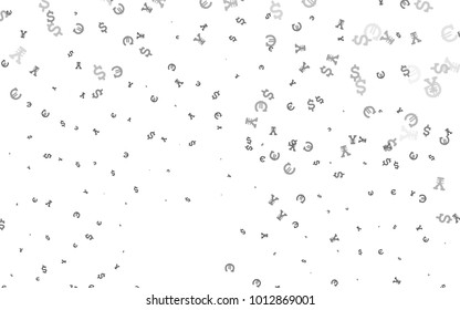 Dark Silver, Gray vector layout with banking symbols. Blurred design in with symbols of EUR, USD, JPY. Smart design for your business advert of economic, wealth.