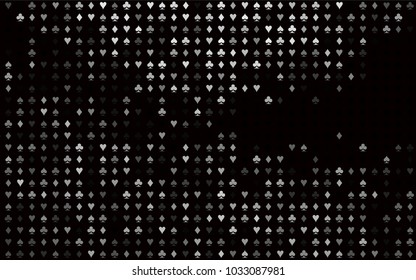 Dark Silver, Gray vector layout with elements of cards. Blurred decorative design of hearts, spades, clubs, diamonds. Pattern for booklets, leaflets of gambling houses.