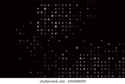 Dark Silver, Gray vector layout with elements of cards. Colorful gradient with signs of hearts, spades, clubs, diamonds. Pattern for ads of parties, events in Vegas.