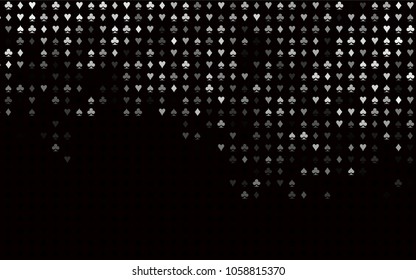 Dark Silver, Gray vector layout with elements of cards. Colored illustration with hearts, spades, clubs, diamonds. Pattern for ads of parties, events in Vegas.