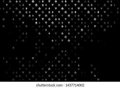 Dark Silver, Gray vector layout with elements of cards. Blurred decorative design of hearts, spades, clubs, diamonds. Pattern for leaflets of poker games, events.