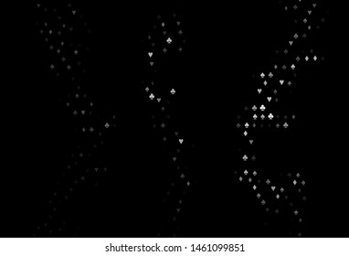 Dark Silver, Gray vector layout with elements of cards. Illustration with set of hearts, spades, clubs, diamonds. Pattern for booklets, leaflets of gambling houses.