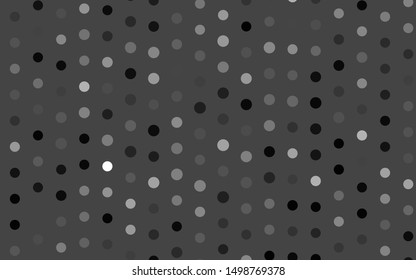 Dark Silver, Gray vector layout with circle shapes. Illustration with set of shining colorful abstract circles. Pattern of water, rain drops.