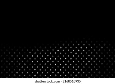 Dark silver, gray vector layout with elements of cards. Shining illustration with hearts, spades, clubs, diamonds. Pattern for ads of parties, events in Vegas.