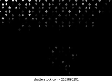 Dark Silver, Gray vector layout with elements of cards. Glitter abstract sketch with isolated symbols of playing cards. Design for ad, poster, banner of gambling websites.