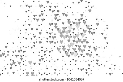 Dark Silver, Gray vector lovely background with hearts. Valentines greeting card with cute hearts. Abstract pattern for your design, website, ad.