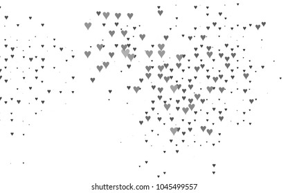 Dark Silver, Gray vector lovely background with hearts. Valentines greeting card with cute hearts. Abstract pattern for your design, website, ad.